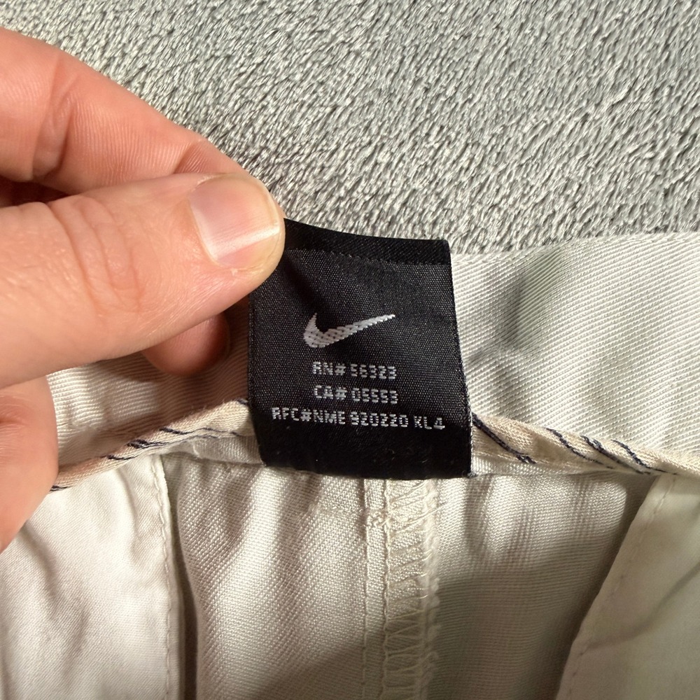 Nike Y2K Golf Flat Front Cotton Twill Chino Pants Mens 34x32 Stone Khaki - Picture 5 of 12